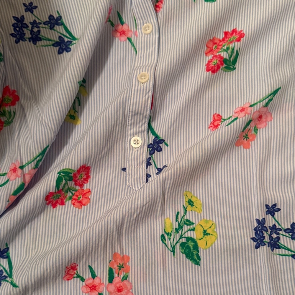Talbots Blue Floral Striped Blouse - Picture 9 of 9
